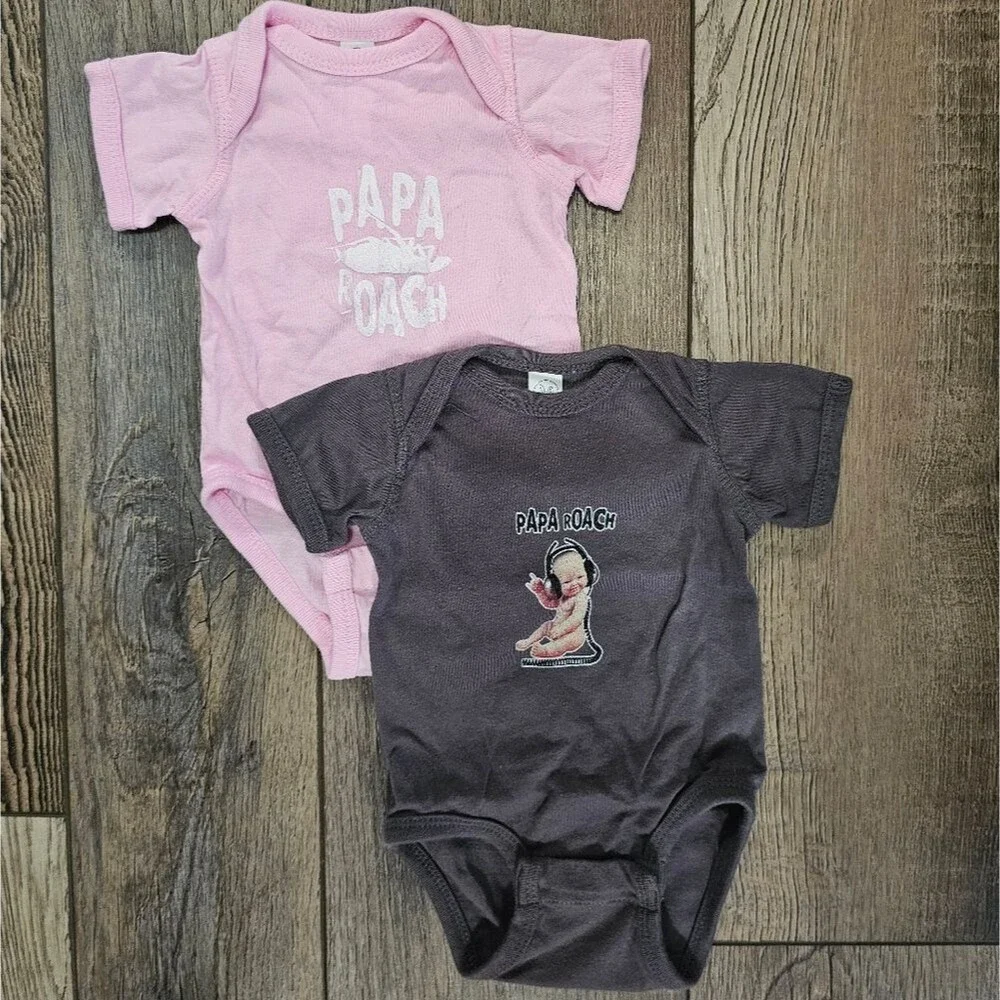 Rabbit Skins Pink and Black Baby Bodysuits